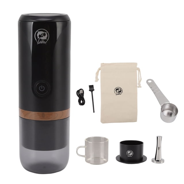 Wobythan Machine à Café Capsule Portable à Chargement USB en Acier Inoxydable et Verre