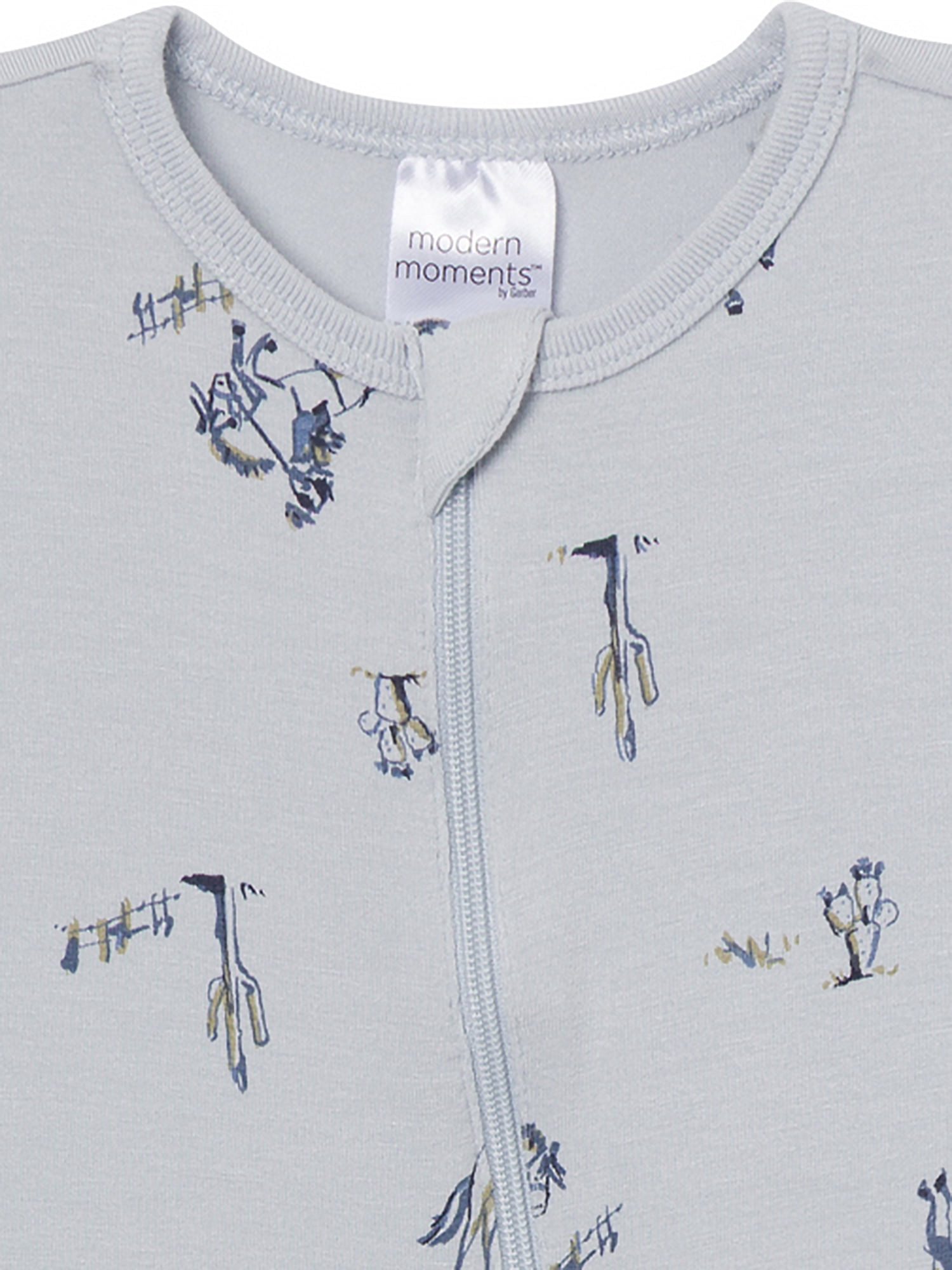 Modern Moments by Gerber Neutral Two-Way Zip Viscose Sleep ´N Play Footed Pajama , Sizes Newborn - 6/9 Months