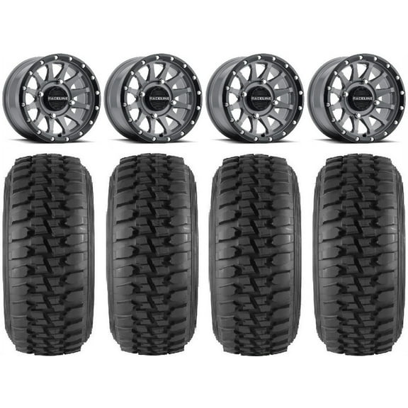 Raceline Trophy 14" Grey Wheels 30" Desert Series Tires Kawasaki Mule Pro FXT