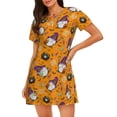 thumbnail image 1 of Fotbe Halloween Witches Gnome Bata de Dormir para Mujer con Estampado, Camisón de Algodón de Manga Corta, Ropa de Dormir Casual, 1 of 6