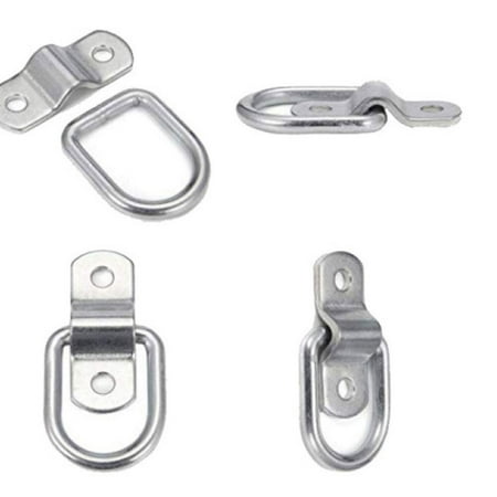 

10pcs Galvanized Stainless Steel Car Pull Hangers Tie Down Anchor Surface Mount Heavy Duty Breaking Strength Ring D-type Pull Ring with Screws for Trailer (Silver)