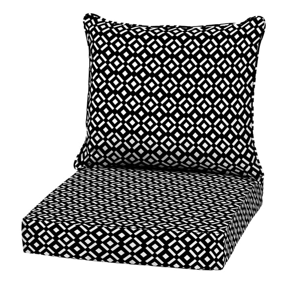 ARDEN Outdoor Deep Seat Cushion Set, 22 in x 24 in, Weather-Proof, Rain-Proof, Fade Resistant Patio Cushion Black Demi Tile