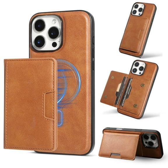 Compatible for iPhone 14 Pro Max Wallet Case, Detachable PU Leather Purse Phone Cover with Flip Stand, Support Magnetic Mag-Safe Charging, Shockproof Protective Case for iPhone 14 Pro Max, Brown