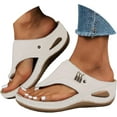 thumbnail image 4 of HeaCare Orthopedic Sandals for Women 2025,Summer Slip On Beach Sandals Dressy Arch Support Wedge Sandal Vintage Wide Width Flip Flops Casual Boho Slipper, 4 of 11