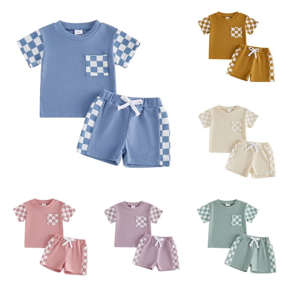 Nwiuh Toddler Baby Boy Outfits Summer 12 18 24 Month 2T 3T 4T Boys Clothes Letter Tee T-Shirts Tops and Shorts Set Purple for Size 12-18 Months
