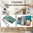 thumbnail image 2 of Feishell for Samsung Galaxy A53 5G Case,RFID Blocking Wallet Case for Women Men,Premium PU Leather Credit Card Holder Zipper Pocket Magnetic Buckle Flip Kickstand Phone Case with Wrist Strap,Green, 2 of 10