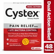 Cystex Dual Action Relief Helps Slow UTI Bacteria Growth & Provide General Pain Relief, 48 Tablets