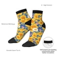 thumbnail image 4 of Uemuo Vintage White Yellow Sunflower Printed Crew Socks, Moisture-Wicking Socks, Athletic Socks for Men Breathable Cushion Socks Casual Sport Socks for Running Traveling, 4 of 6