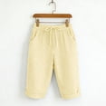 thumbnail image 6 of Amzcrzy Shorts for Women with Pockets Summer Trendy Striped Women's Shorts Comfy Knee Length Rolled Linen Shorts Elastic Waist Drawstring Beach Vacation Outfits XL, 6 of 8