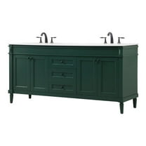 Elegant Decor Bennett 72" Aluminum MDF Double Bathroom Vanity in Green
