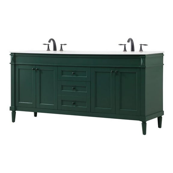 Elegant Decor Bennett 72" Aluminum MDF Double Bathroom Vanity in Green
