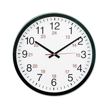 CintBllTer 10441 - 24-Hour Round Wall Clock, 12.5in, Black