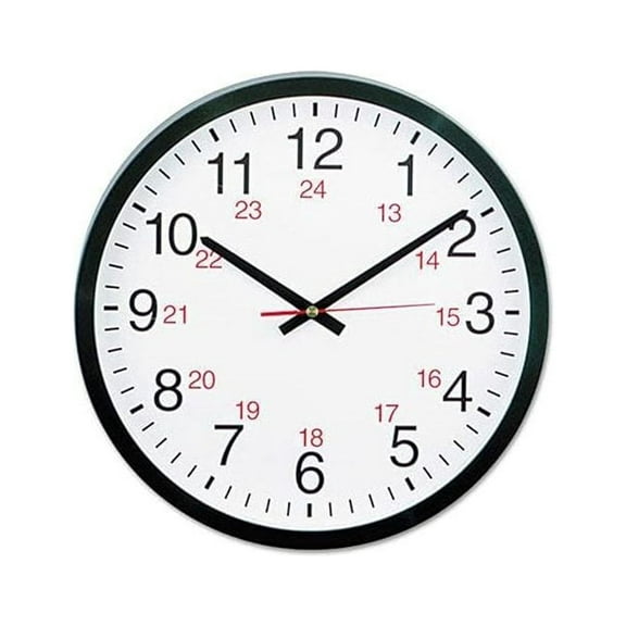 CintBllTer 10441 - 24-Hour Round Wall Clock, 12.5in, Black