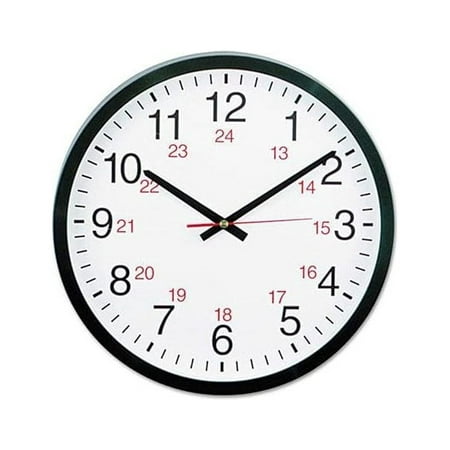 CintBllTer 10441 - 24-Hour Round Wall Clock, 12.5in, Black