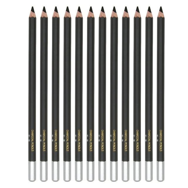 Crayons Noirs, Crayons de Couleur Noire 12 Pcs Porte-Stylo Hexagonal Lissant pour Ombrage