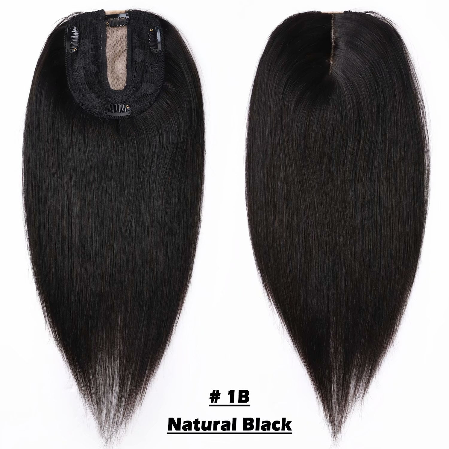 Benehair 100% Real Remy Human Hair Extensions Clip In Topper Toupee Hairpiece Silk Base for Women Hair Loss 12cm*10cm US