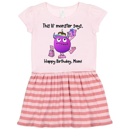 

Inktastic This Lil Monster Says Happy Birthday Mom Gift Toddler Girl Dress