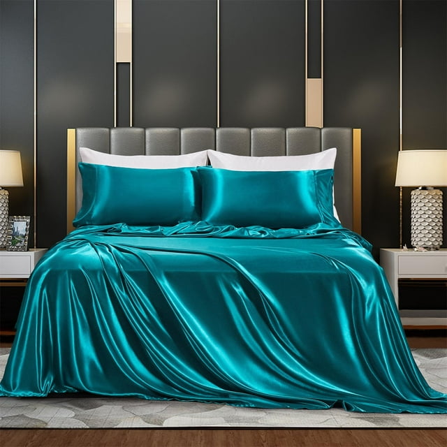 Cqxid Four Pieces Beddings Home & Garden Four-Piece Set Plain Woolen Cloth Inlaid Four Piece Bed Set Bed Sheet Set