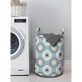 thumbnail image 3 of Mosaic Laundry Bag, Traditional Ceramic Art Style Geometric Glazed Overlapping Fractal Design, Basket with Handles Drawstring Closure for Laundromats, 13" x 19", Pale Grey Azure Blue, by Ambesonne, 3 of 4