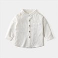 thumbnail image 5 of 1-2T Toddler Kids Boys Long Sleeve Solod Dress Shirt Gentleman School Uniform Tops Fashion Fall Winter Clothes12 Months 2T 3T 4T 5T 6T 7T 8T Little Kids, 5 of 9