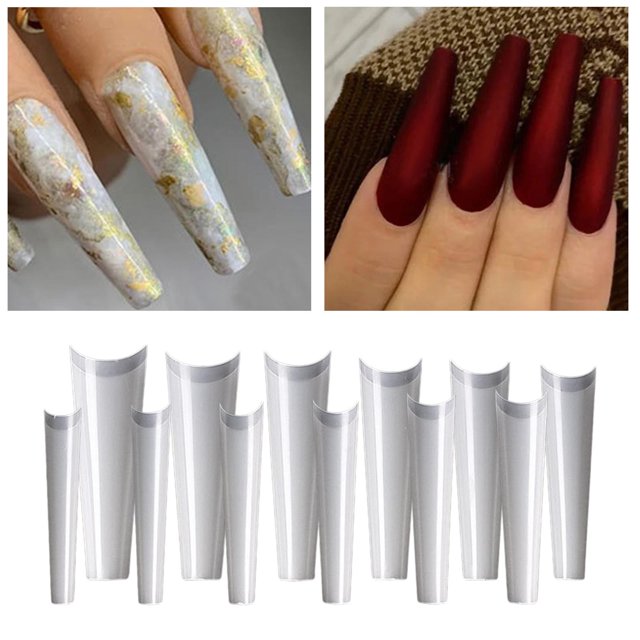 Puntas de Uñas Francesas, 504 Piezas de Uñas en , Media Cubierta, 12 Tamaños, Uñas Postizas Artificiales, Francés para Salón de Uñas, Arte de Macarena puntas de uñas
