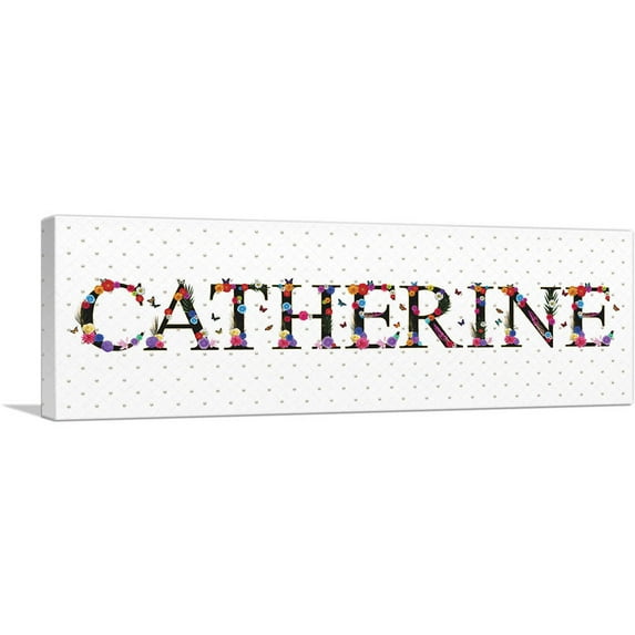 ARTCANVAS CATHERINE Girls Name Room Decor Canvas Art Print - Size: 48" x 16" (1.50" Deep)