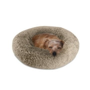 Arlee Donut Round Pet Dog Bed - Memory Foam - Calming Reduce Anxiety - Shaggy Vegan Fur - All Sizes (choose your color)