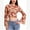 Orange, variant on IDOPIP Bell Sleeve Tops for women Lettuce Trim Mock Neck Floral Mesh Top Crop T Shirt S-XL