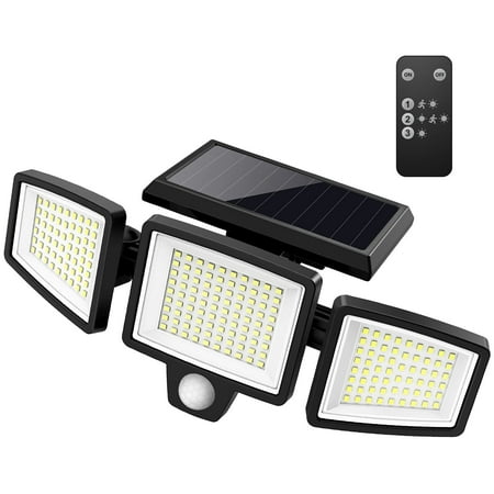 

Solar Outdoor Lights Tuffenough 2500LM 210 LED Security Lights with Remote Control 3 Heads Motion Sensor Lights 1 Pcs