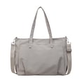 thumbnail image 1 of Bolso para portátil, bolso de compras grande con cremallera, bolso tote para la escuela, viajes y playa. Gris, 1 of 9