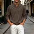 thumbnail image 4 of ZyeKqe Long Sleeve Tops for Men Corduroy Button Front Crewneck Pullover Golf Office Work Business Casual Shirts, 4 of 7