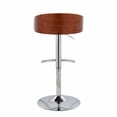 thumbnail image 4 of Shiraz Mid-Century Modern Adjustable Barstool With Swivel In Chrome, Walnut And Green Fabric - Set Of 2, 4 of 8