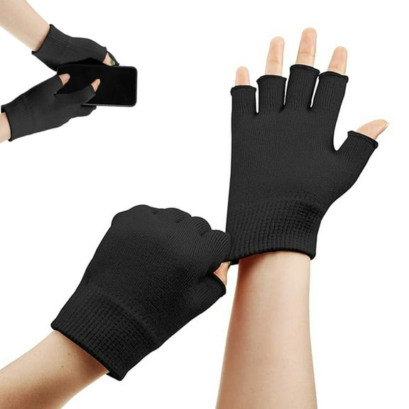 Artrylin Fingerless Moisturizing Gloves, Healing Repair Cracked Gloves，Half Finger Touchscreen Beauty Glove for Eczema, SPA, Dry Hands, Skin Treatment, Summer Sun UV Protection ( Black)