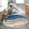thumbnail image 4 of Blue Beach Coastal Large Area Rugs for Bedroom Living Room, Soft Non Slip Carpet Bedside Rug, Nautical Seaside Ocean Beige Round Floor Cover Kitchen Accent Rug 3.3' for Dining Room/Office, 4 of 9