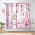 thumbnail image 5 of 2 Panels Set Blackout Curtains Thermal Insulated Sun Protection Room Darkening Drapes for Bedroom Pink Roses and Butterflies, 5 of 6