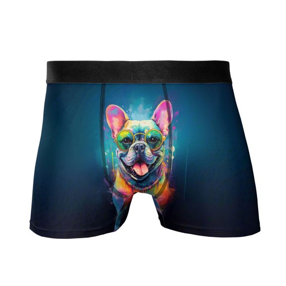 Hippie French Bulldog Portrait oil painting Watercolor Tie-dye Vintage All Over Print Boxer Briefs Underwear for Men Dad Dog Lover Gifts - 00015