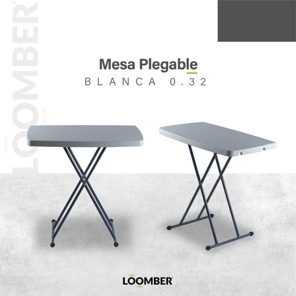 Paquete 2 Mesas Plegables Blancas Ajustables Personales  Catania 74X77X50 cm