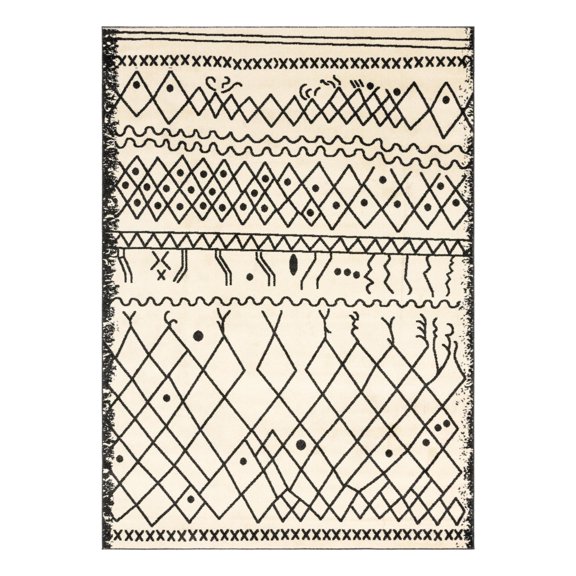 Unique Loom Fez Collection Area Rug - Tribal (7' 1" x 10' Rectangle Beige/Black)