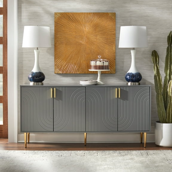 Lifestorey  Tabaria Mid-Century Four Door Sideboard/Buffet Grey