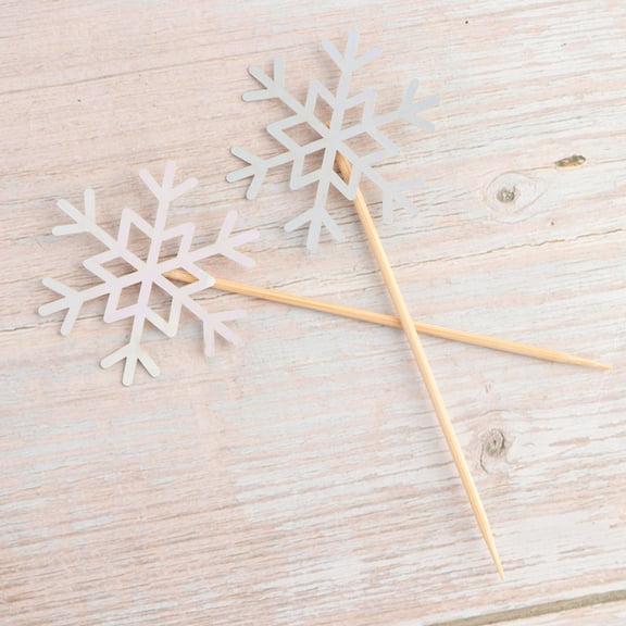 Snowflake Cake Toppers for Wedding Cupcake Decor with Paper Picks Creative Multi Color 48pcs