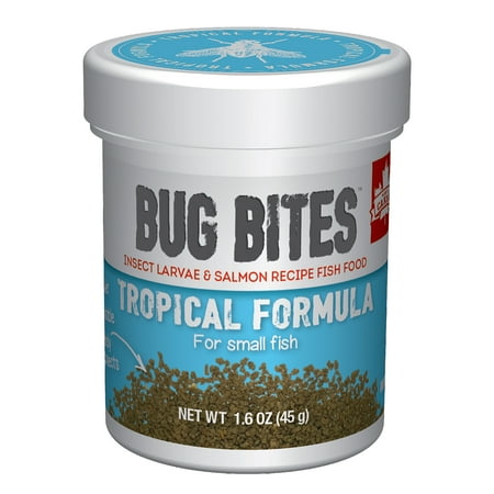 Fluval Bug Bites Tropical Fish Small Granules, Small to Medium Fish, 1.59 oz