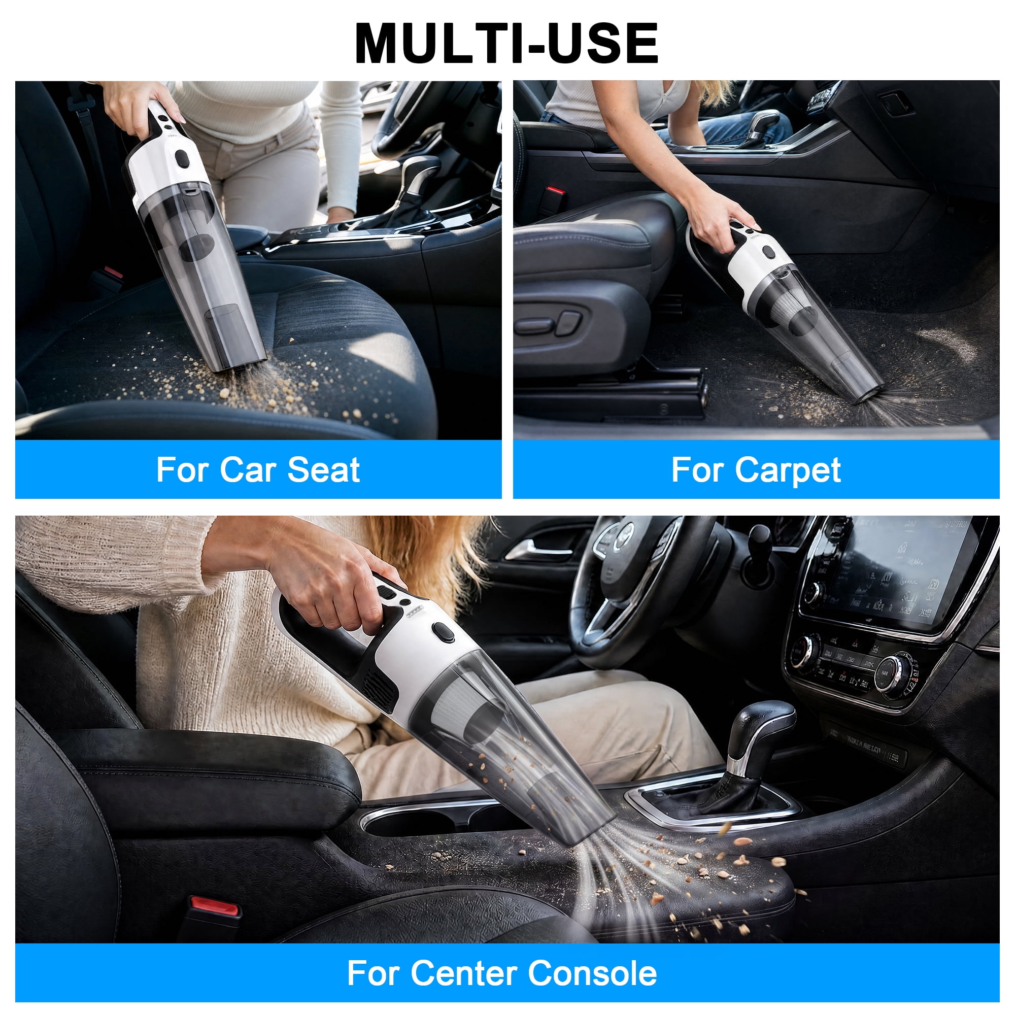 NEXPOW Cordless Handheld Vacuum, 10000Pa Wet Dry Car Vacuum Cleaner, 50Min Runtime 7800mAh, LED Light & Charger, 1.9lb Lightweight for Home Car Pet Hair