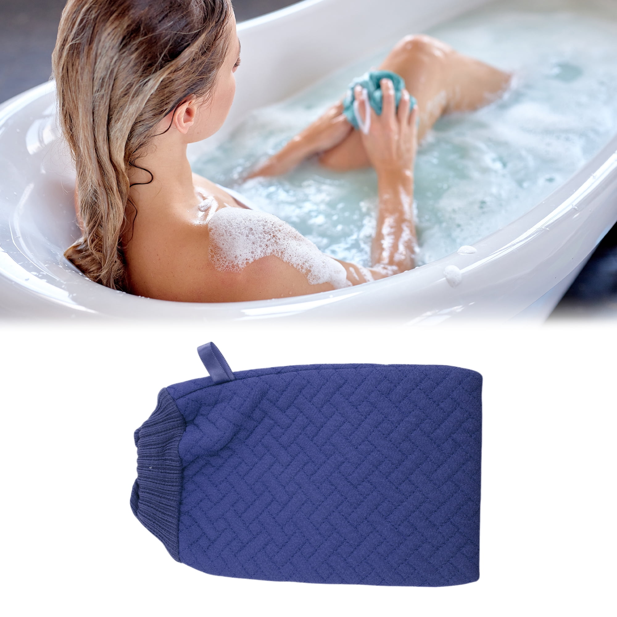 Unique Bargains Gloves Bath Towel for bathroom 14x24cm 1 Pc Navy Blue