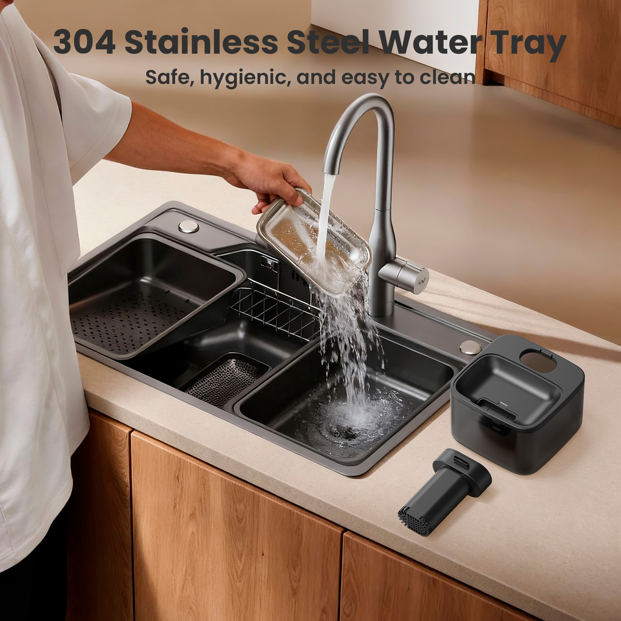 Oneisall CW-04 Wireless Cat Water Fountain, Stainless Steel, 2.2L photo 7