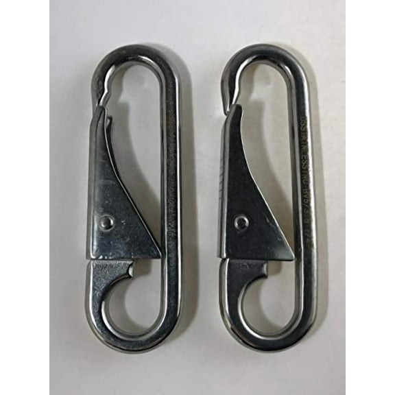 US Stainless 2 Pieces Stainless Steel 316 1/4" Chain Snap Spring Hook with Closed End Marine Grade