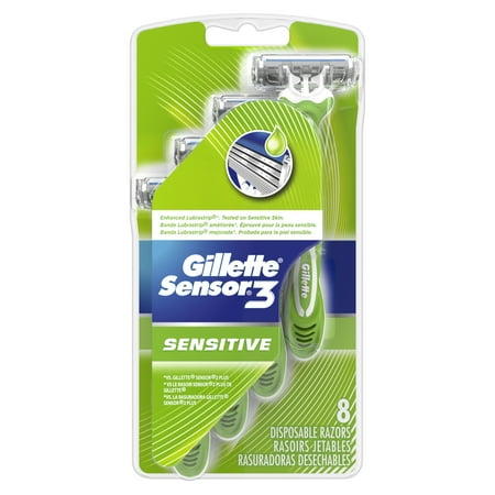 Gillette Sensor3 Sensitive Men's Disposable Razors, 8 Count