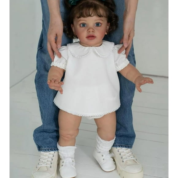 Muñeca Reborn para niños pequeños iCradle Realistic, 66 cm, hecha a mano, de silicona