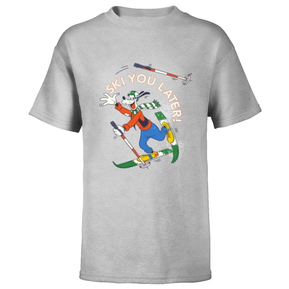 Disney Goofy Winter Sports Skiing Retro Ski You Later - Short Sleeve T-Shirt for Kids - Customized-Athletic Heather