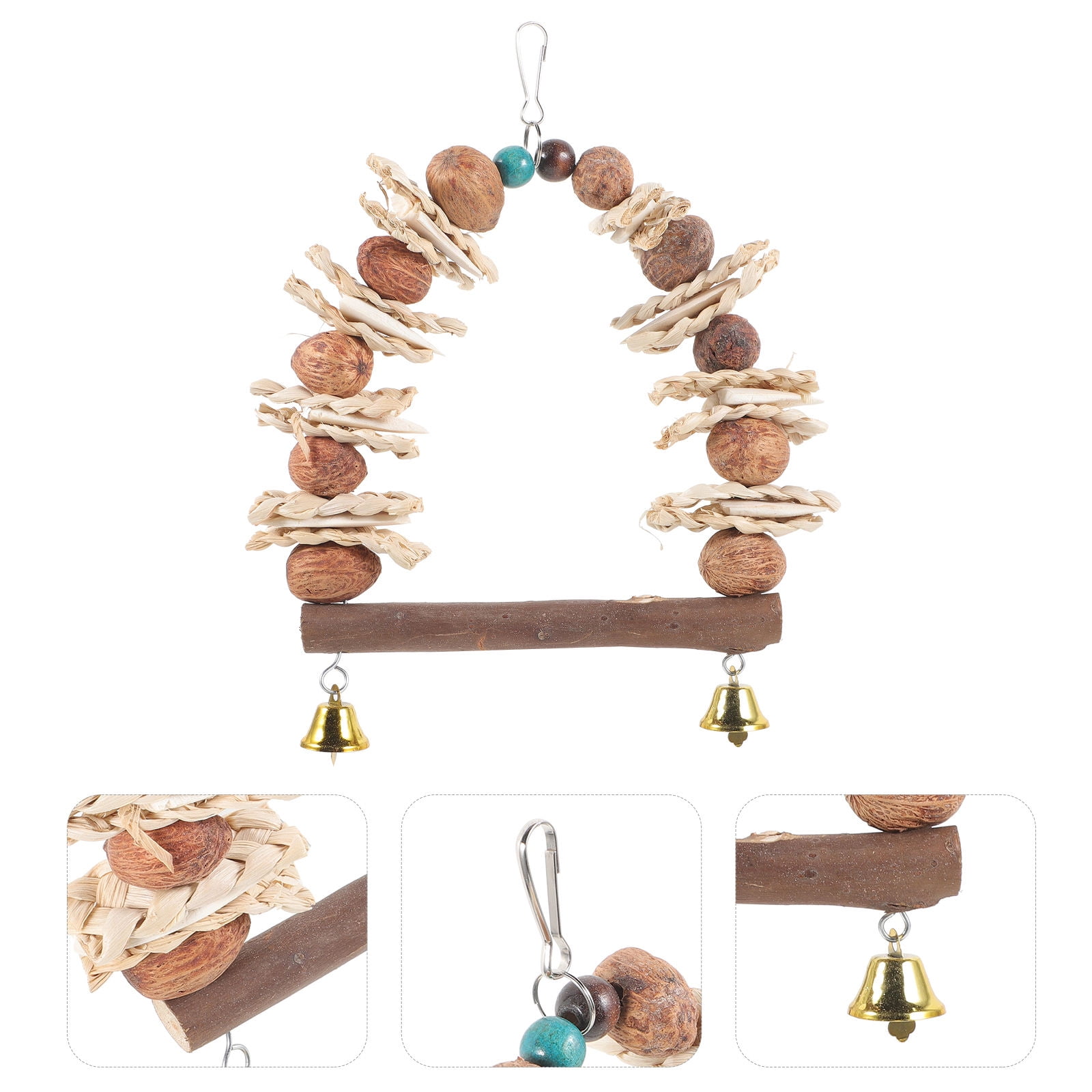 OULII Parrot Teething Toy Corn Leaf Swing Hanging Chew for Cage Birds, Parrots, Cockatiels Fun Bird Accessory