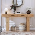 thumbnail image 4 of 63" Long Console Table for Entryway, Holaki Console Table with Charging Station and 2 Drawer, Wooden Rectangular Sofa Table Behind Couch, Farmhouse Entryway Table for Hallway Living Room Entrance, 4 of 10